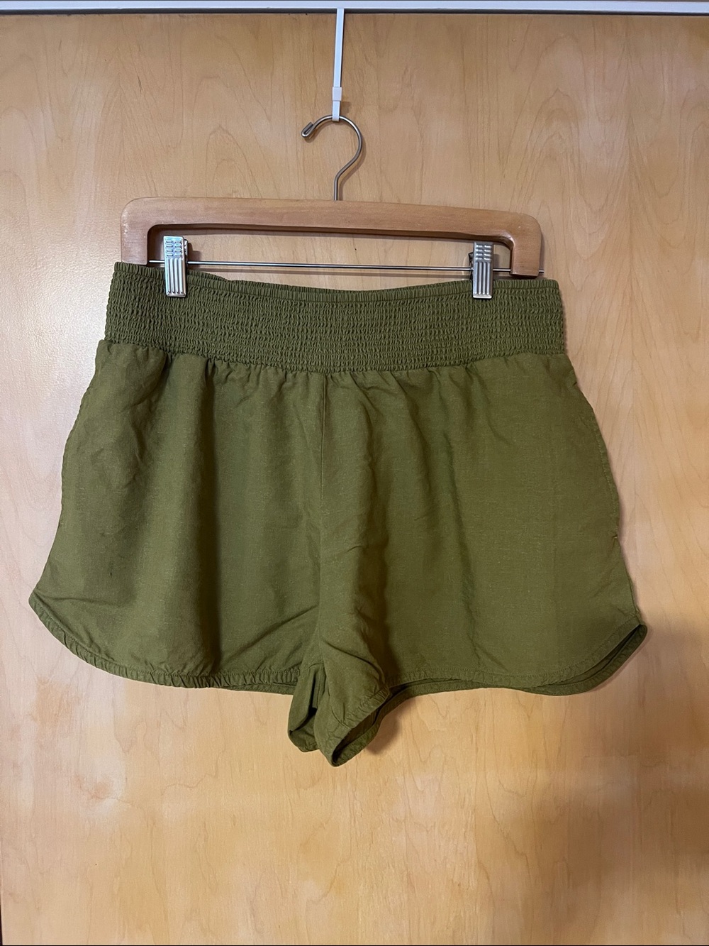 Prana Olive Green Women's Smocked Waist Shorts